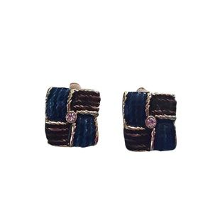 enamel rhinestone clip earrings 1980s